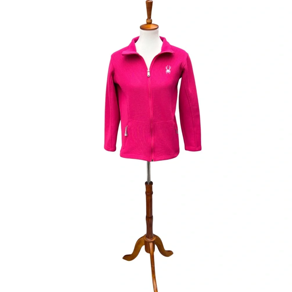 Spyder Girls XL Bright Pink Knit Endure Full Zip Fleece Lined Stryke Ski Jacket